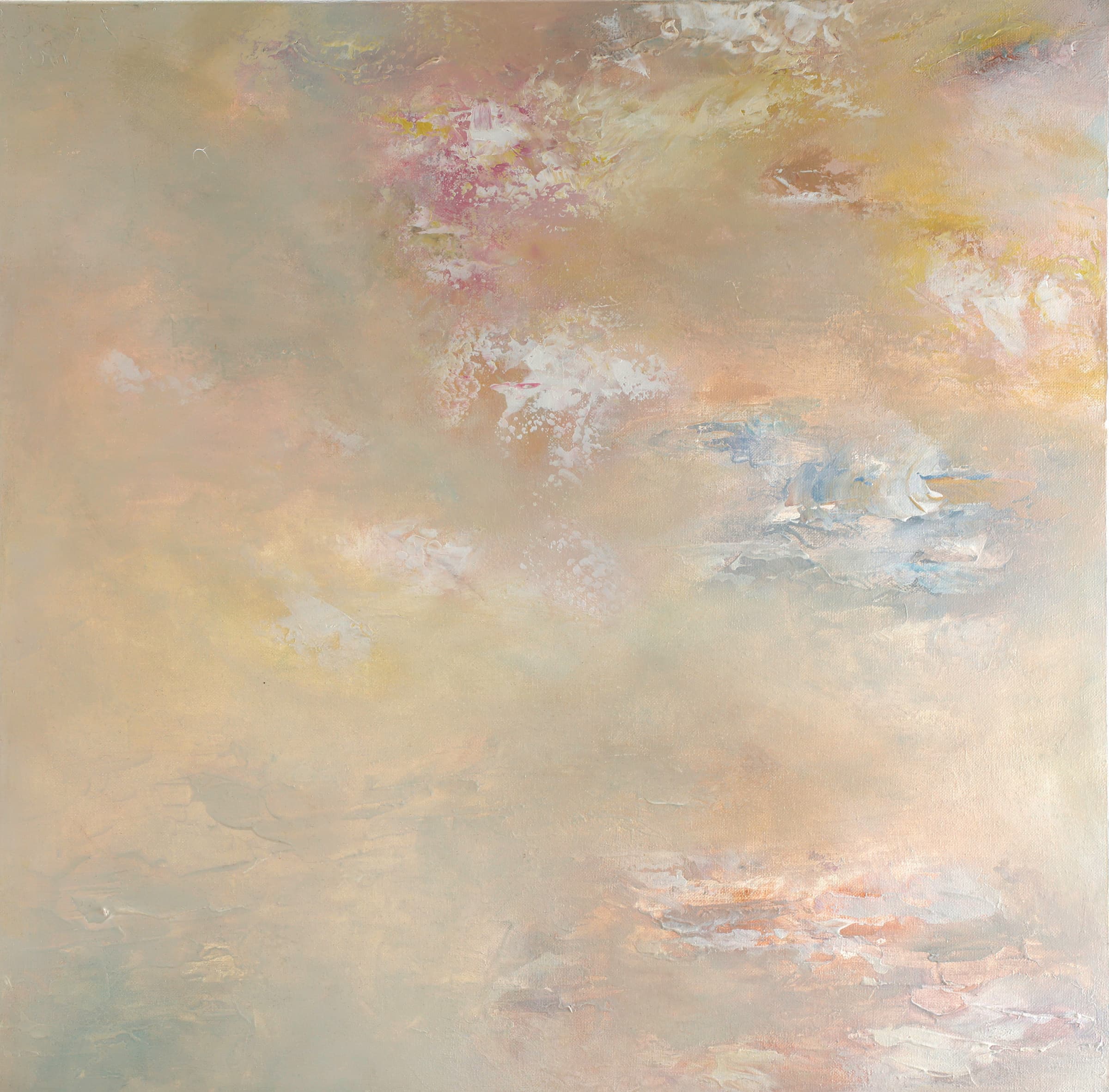 Mashmellow — original statement artworks painting by Ritushka in butter cream, sand and pale rose