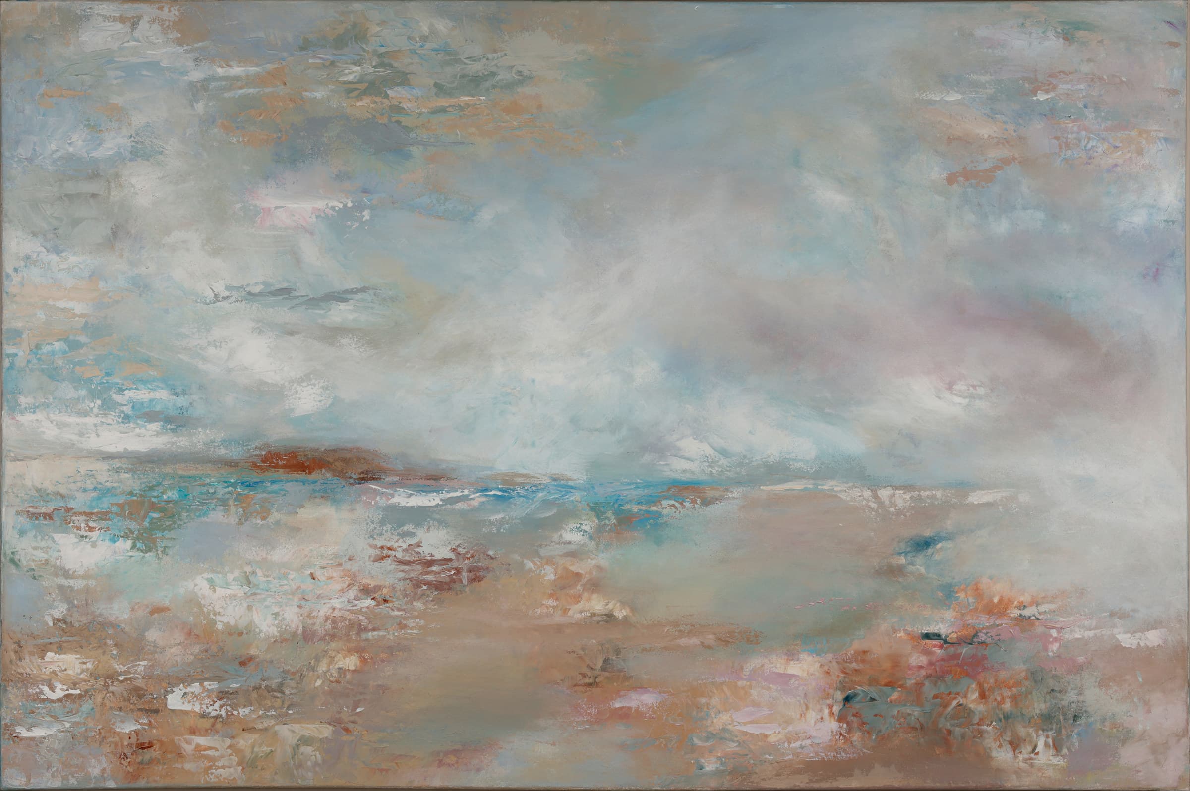 Plateau — original abstract landscapes painting by Ritushka in bone, oyster and pale sand