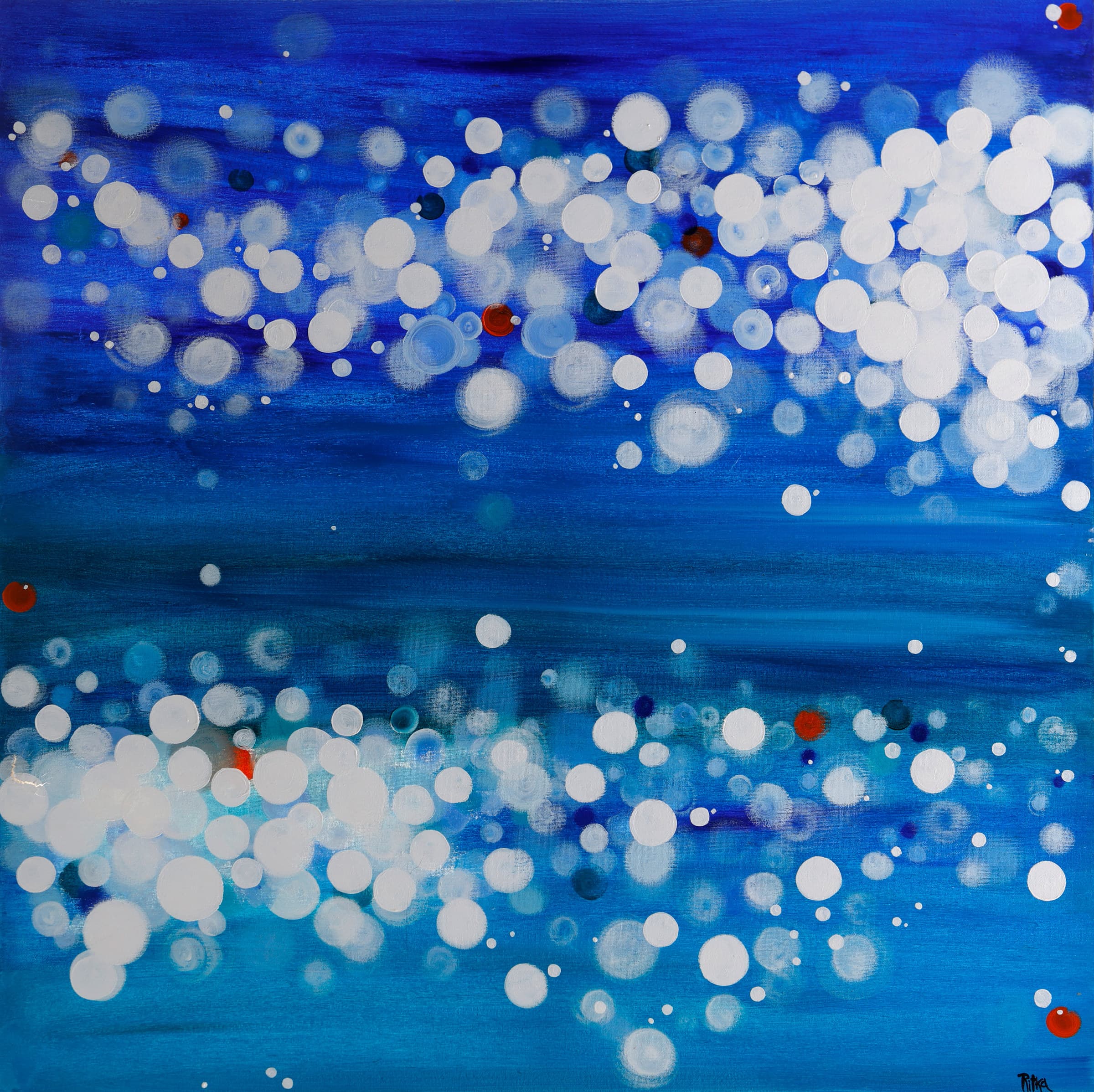 Reflection — original other works painting by Ritushka in cobalt, ultramarine and white