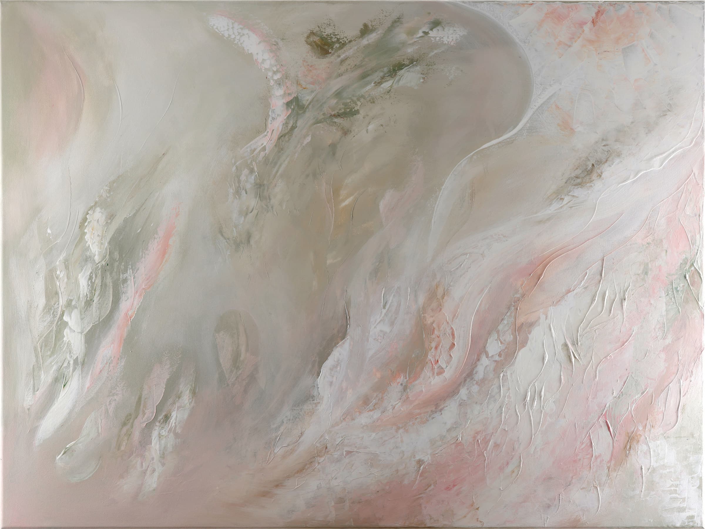 River of My Thoughts — original textured abstract paintings painting by Ritushka in pearl, russet and soft grey