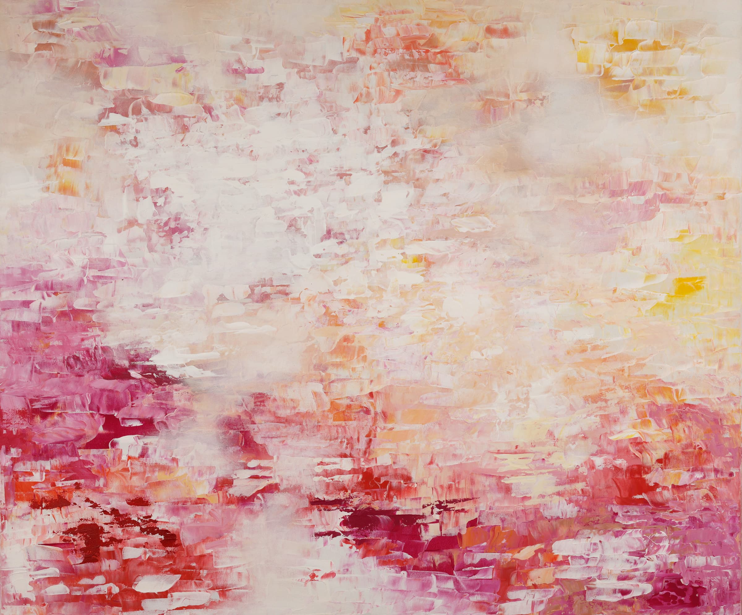 Strangely Attracted to You — original statement artworks painting by Ritushka in rose, crimson and cream