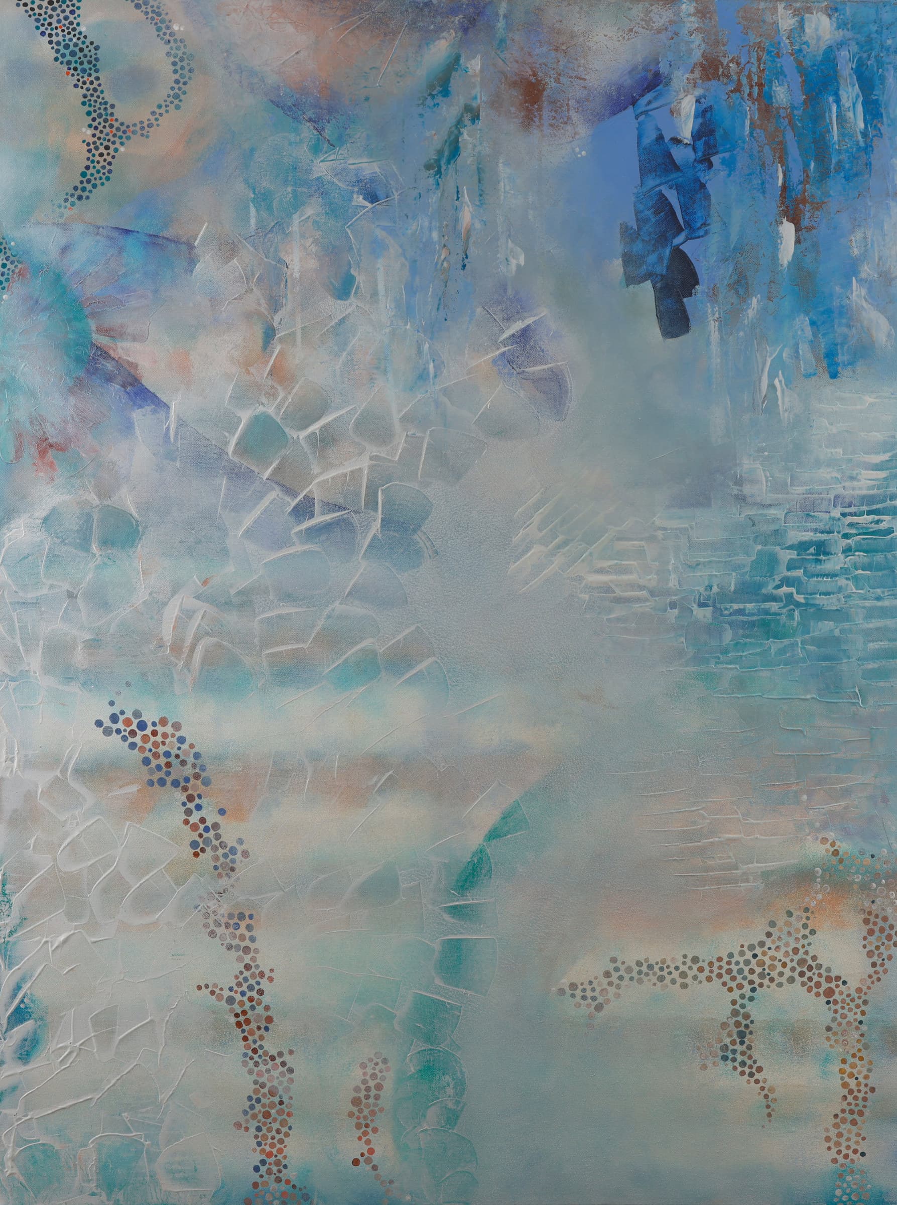 Urban Jungle — original textured abstract paintings painting by Ritushka in pale grey, aqua and silver