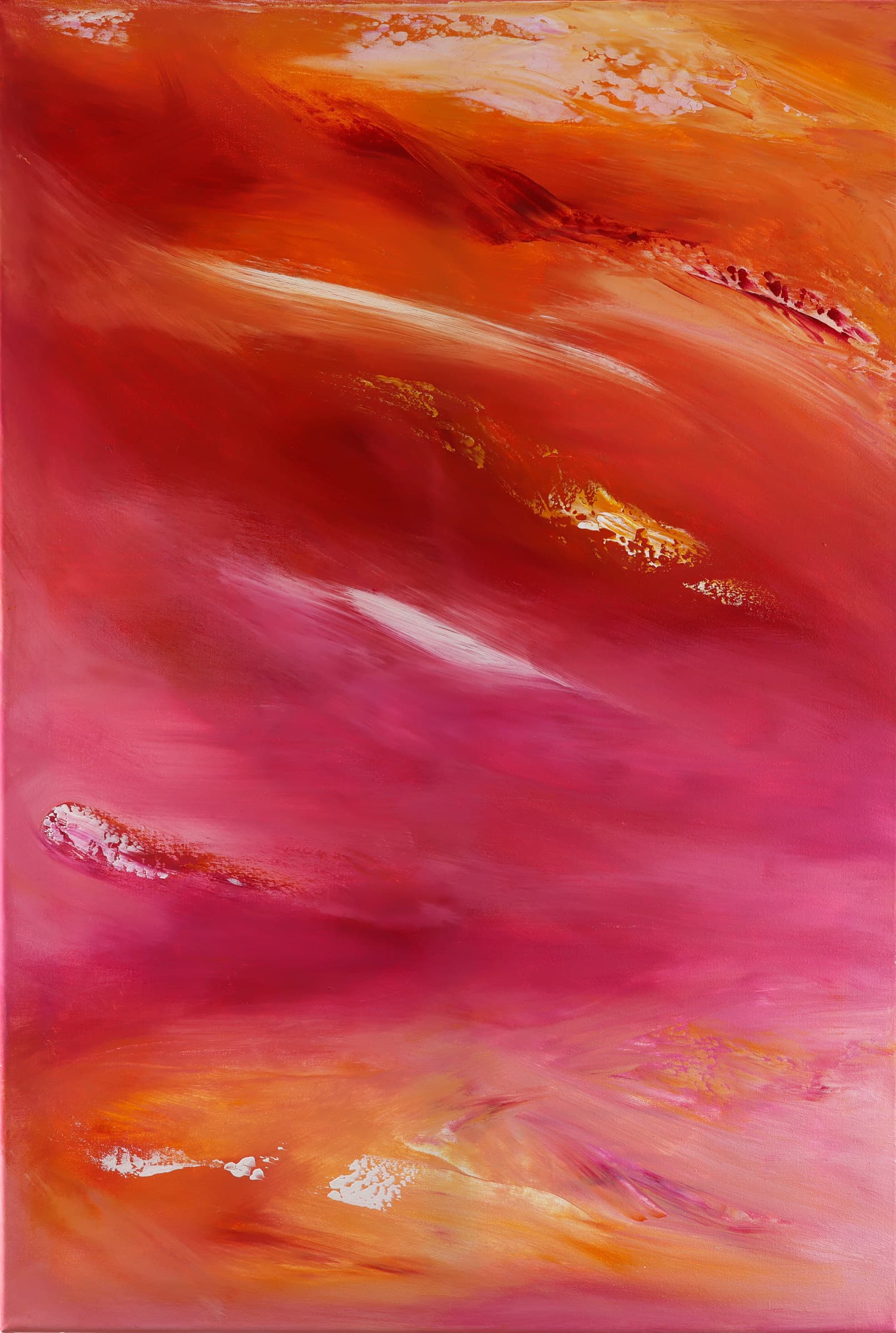 Without Sweet Harmony II — original statement artworks painting by Ritushka in scarlet, orange and deep rose