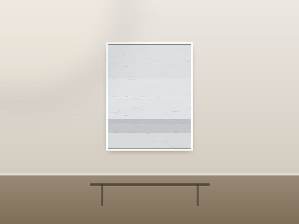 Cloud Hush by Ritushka displayed in a luxury home — slate greys, mist and pale silver