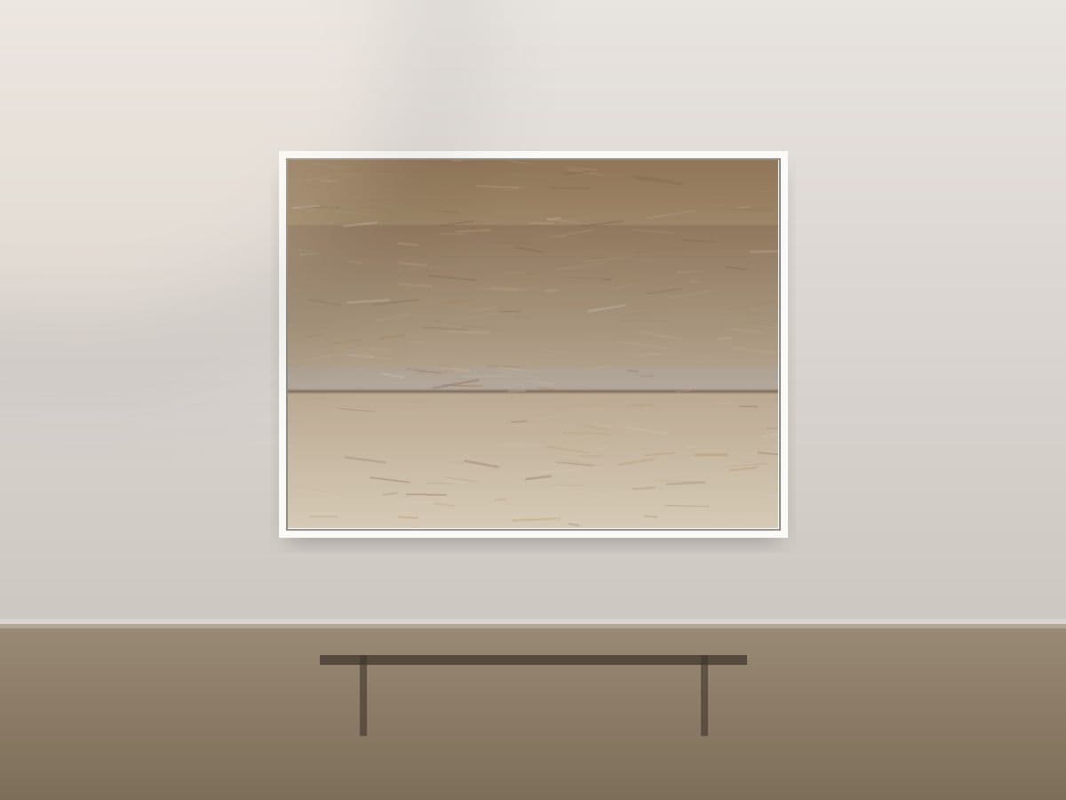 Coastal Whisper by Ritushka displayed in a penthouse — warm sand, ochre and chalk