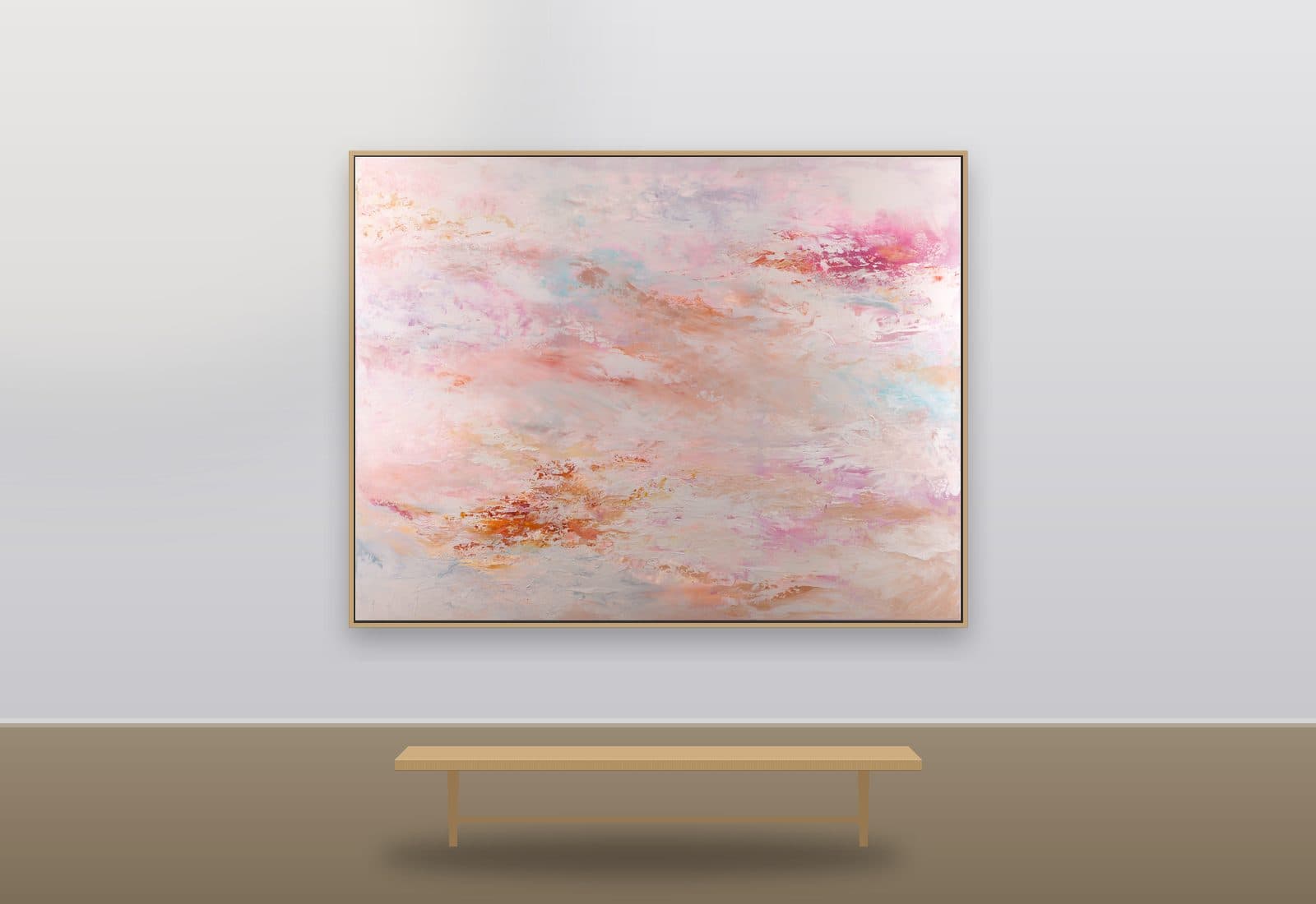 Deliciousness by Ritushka displayed in a commercial space — blush pink, coral and cream