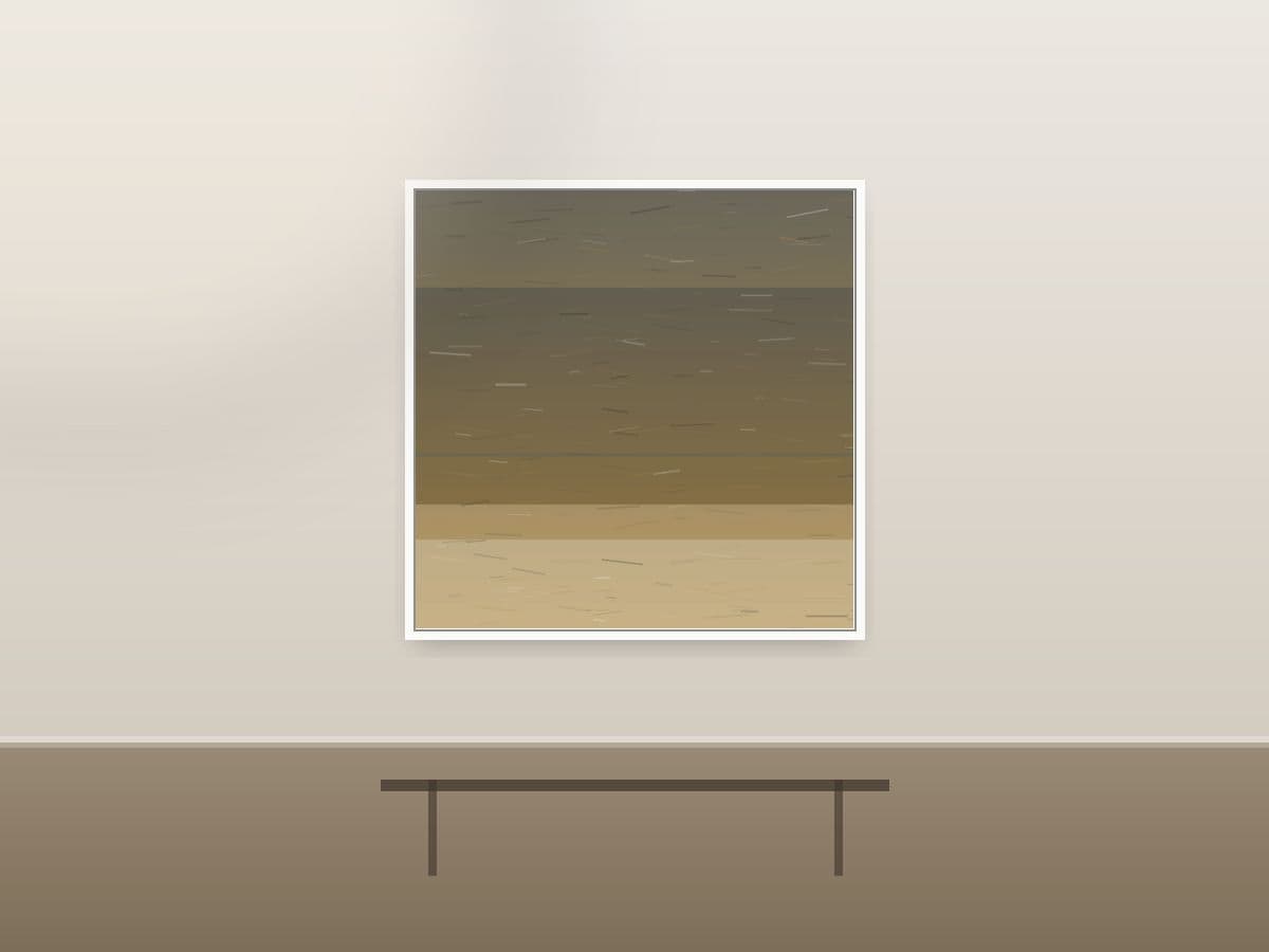 Echo Expanse by Ritushka displayed in a luxury home — charcoal, fog and muted gold