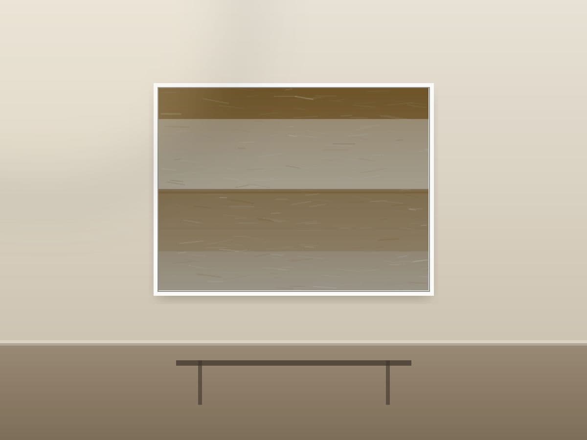 Estuary Current by Ritushka displayed in a living room — charcoal, fog and muted gold