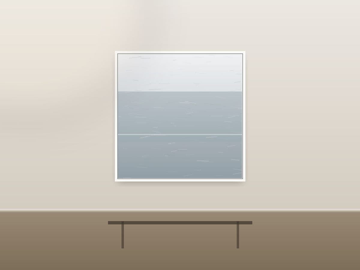 High Fold by Ritushka displayed in a luxury home — slate greys, mist and pale silver