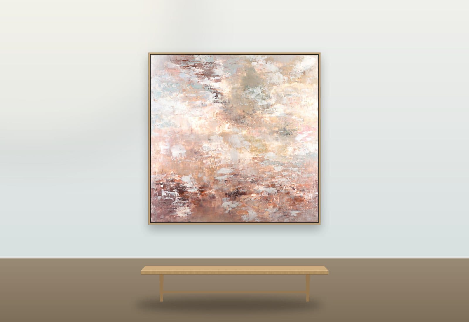 Life Chooses You by Ritushka displayed in a coastal home — cream, umber and weathered white