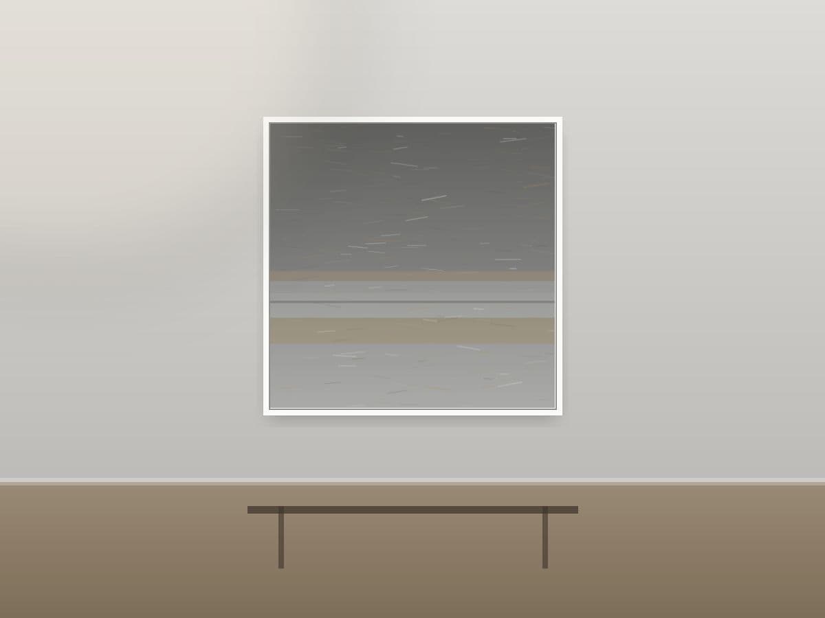 Low Rhythm by Ritushka displayed in a architectural interior — charcoal, fog and muted gold