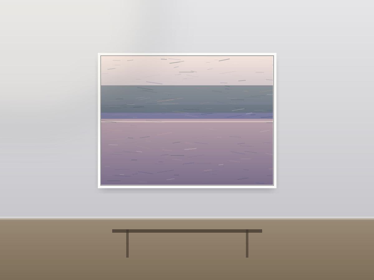 Low Tide by Ritushka displayed in a modern apartment — indigo, teal and bleached coral