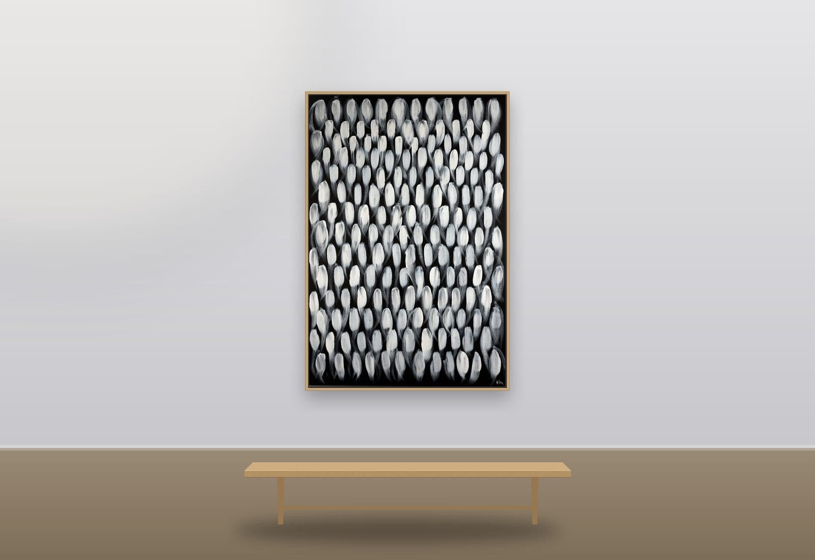One of a Kind by Ritushka displayed in a commercial space — deep teal, ink blue and mast white
