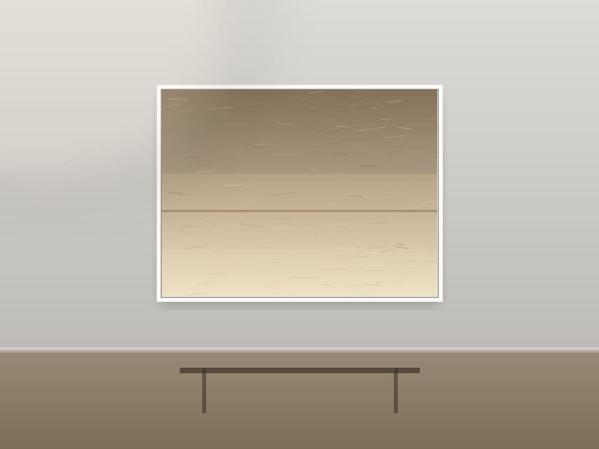 Pale Sound by Ritushka displayed in a architectural interior — warm sand, ochre and chalk