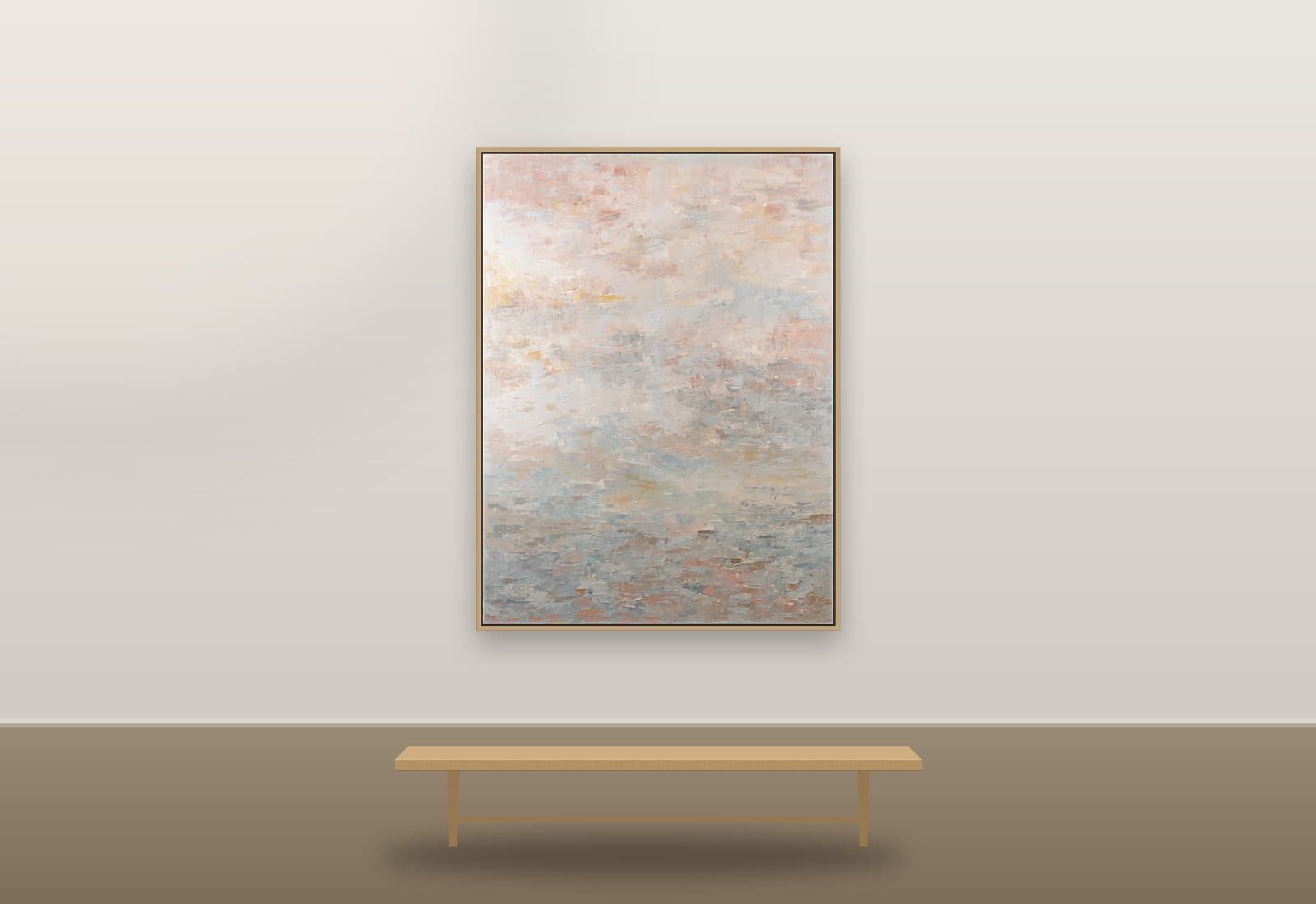 Peony — Thinking of Me by Ritushka displayed in a penthouse — cream, blush and soft apricot