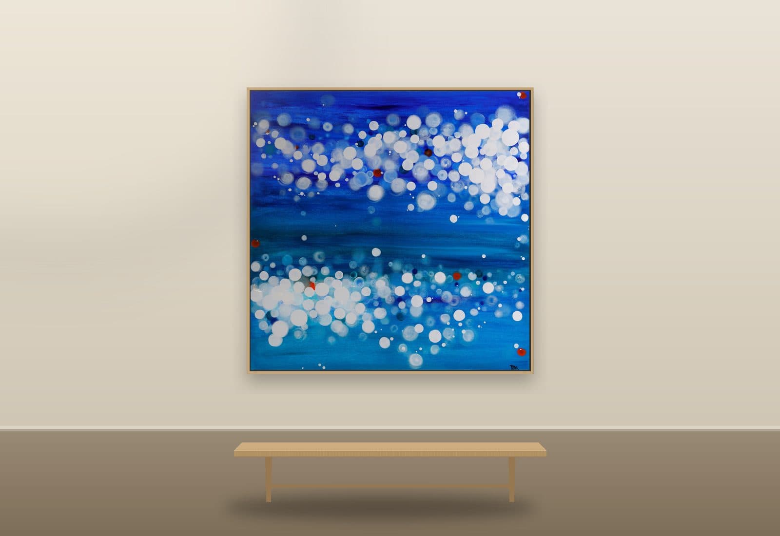 Reflection by Ritushka displayed in a living room — cobalt, ultramarine and white