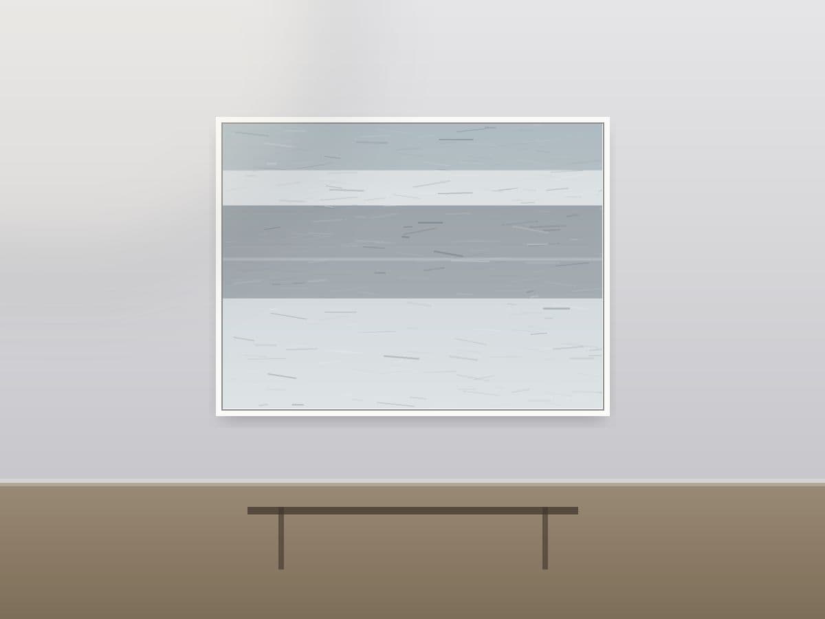 Sea Threshold by Ritushka displayed in a modern apartment — slate greys, mist and pale silver