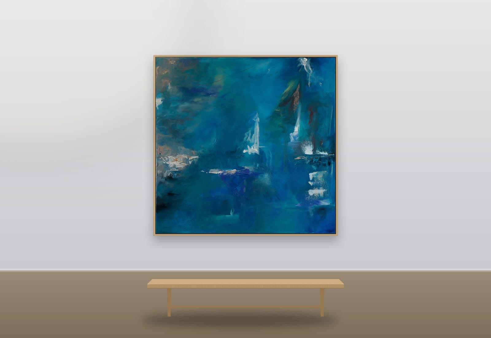 Set Sail by Ritushka displayed in a modern apartment — deep sea blue, teal and white