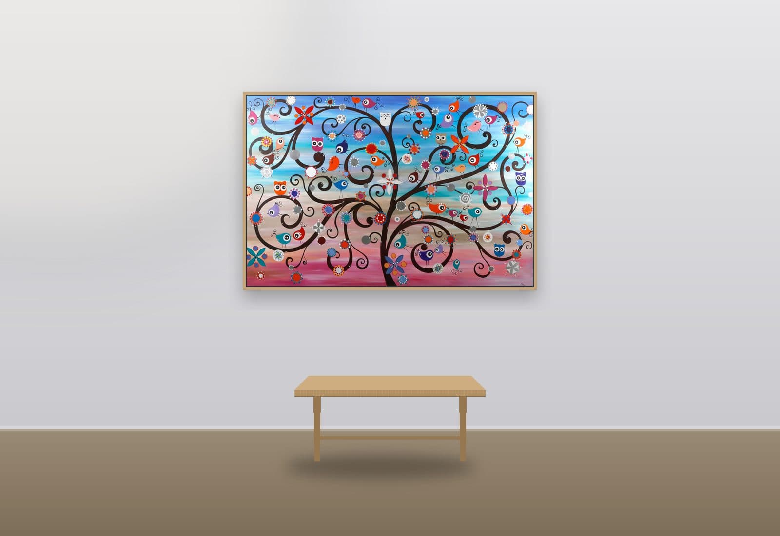 Tree of Our Lives by Ritushka displayed in a modern apartment — 120 × 180 cm (47.2 × 70.9 in)