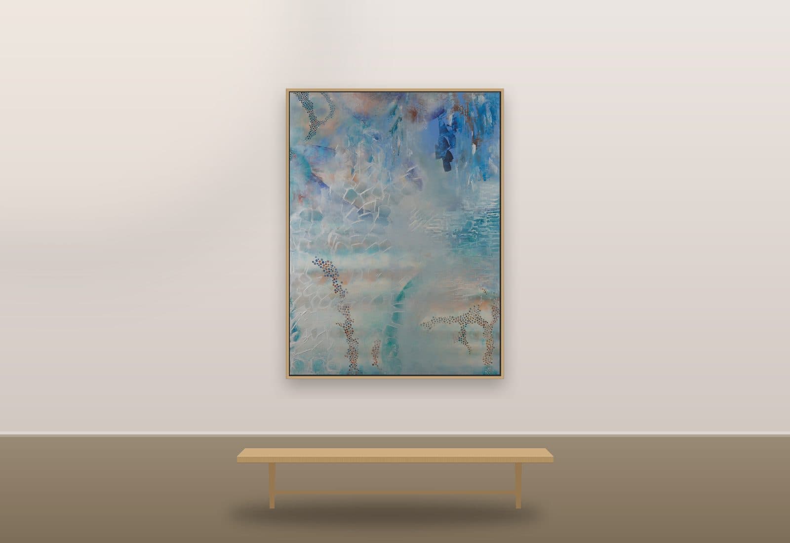Urban Jungle by Ritushka displayed in a designer space — pale grey, aqua and silver