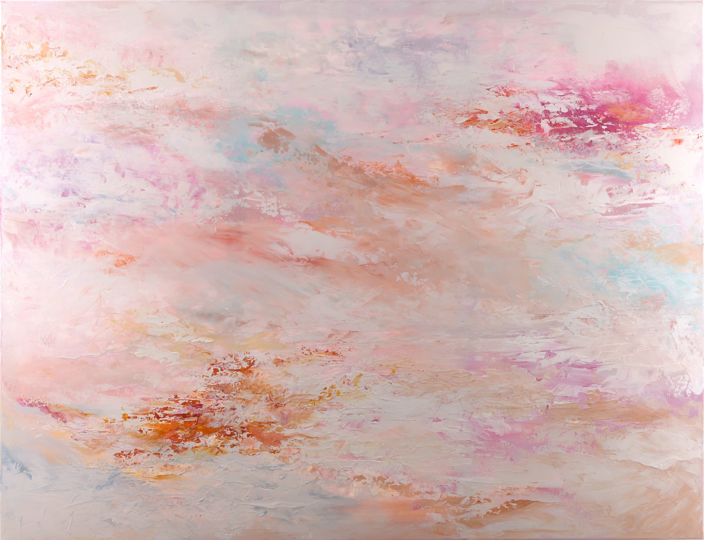 Deliciousness — original statement artworks painting by Ritushka in blush pink, coral and cream