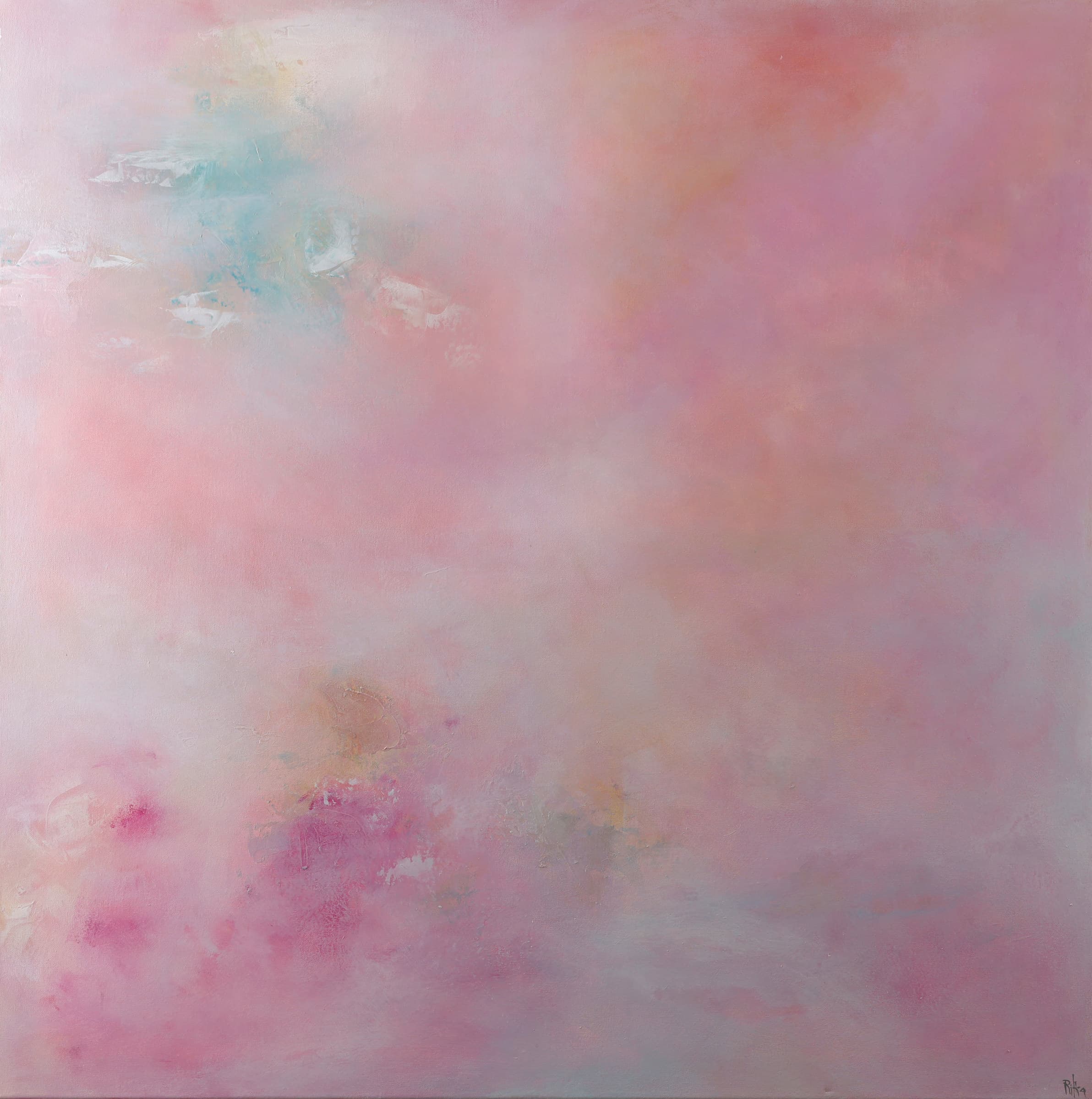 Just Add Champagne — original statement artworks painting by Ritushka in rose, blush and pale gold