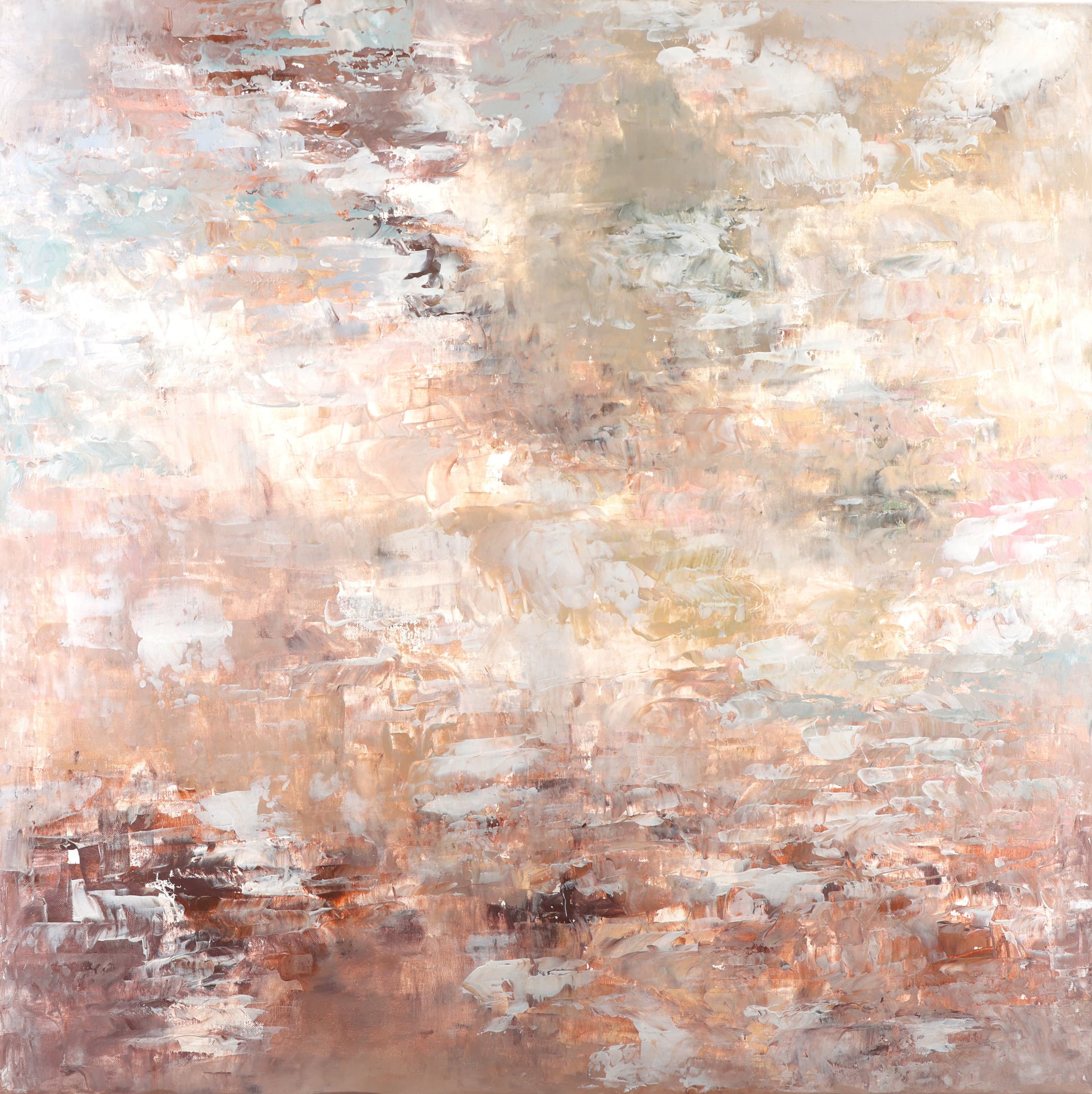 Life Chooses You — original textured abstract paintings painting by Ritushka in cream, umber and weathered white