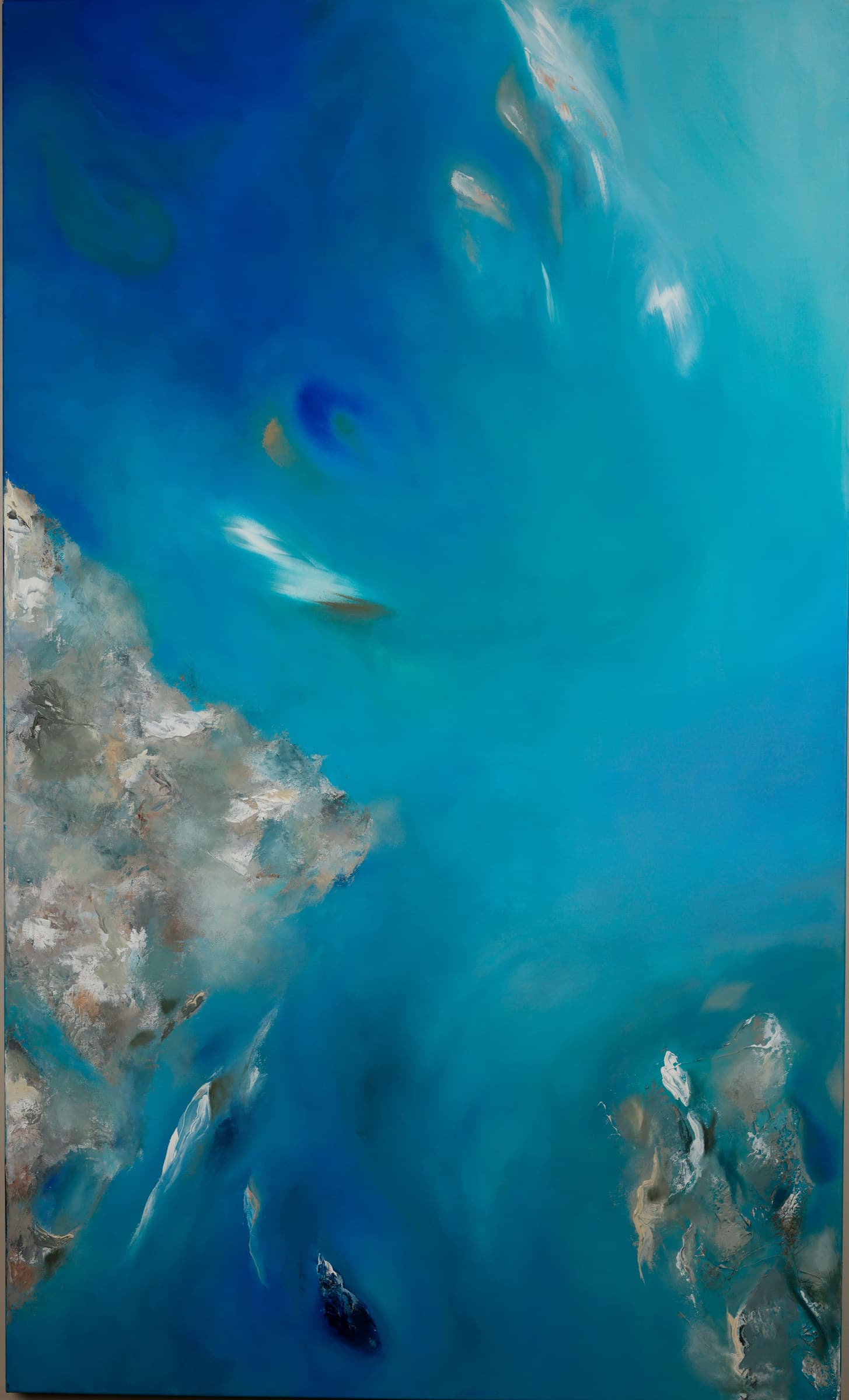 Softly Loving Dreamscape — original ocean inspired paintings painting by Ritushka in turquoise, deep teal and foam