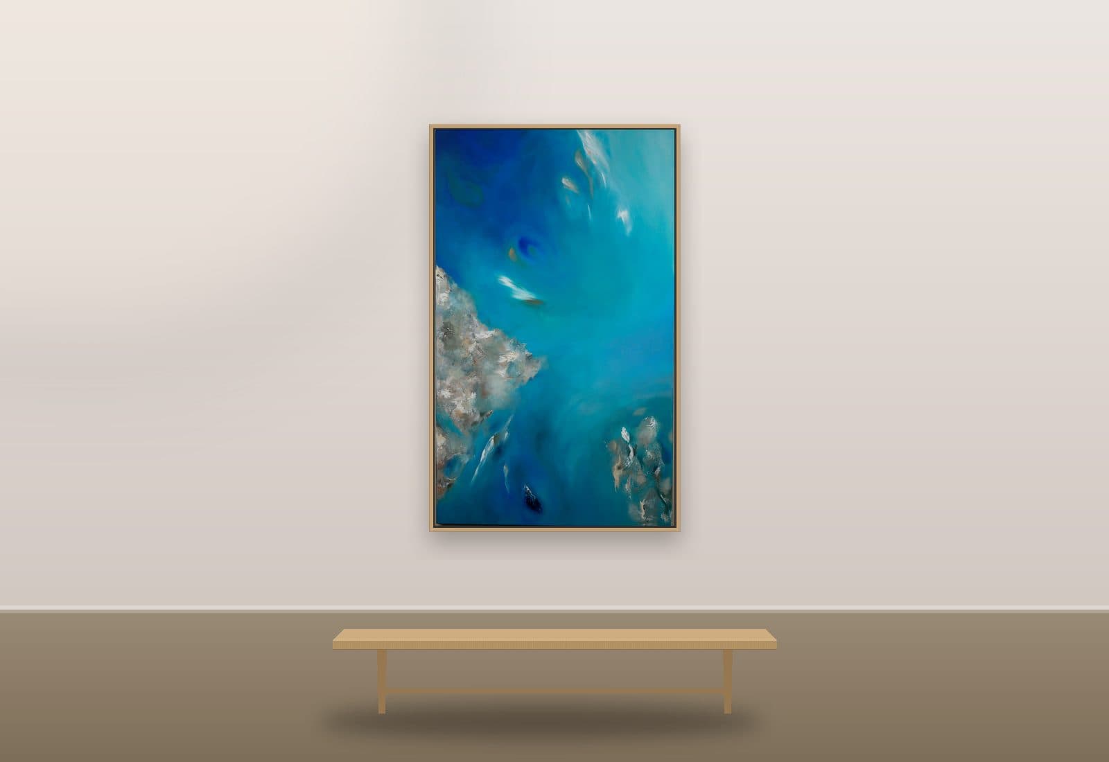 Softly Loving Dreamscape by Ritushka displayed in a designer space — turquoise, deep teal and foam